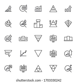 Big set of growth line icons. Vector illustration isolated on a white background. Premium quality symbols. Stroke vector icons for concept or web graphics. Simple thin line signs. 
