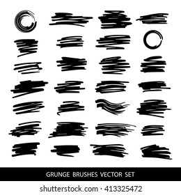 Big set of grunge brush strokes.