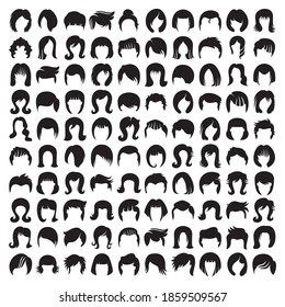 big set of hair style and wig icons