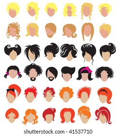 Big set of hair styling - different colors (from my big "Hair styling series")