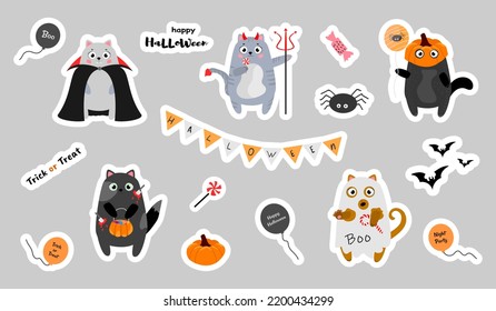 Big stickers pack set of cute cartoon characters Vector Image