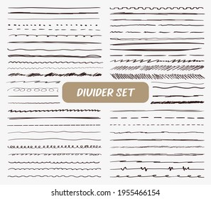 Big set of hand drawing vector dividers brushes and pen