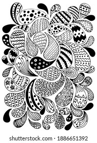 Gran conjunto de formas abstractas dibujadas a mano, gotas, elementos, garabatos