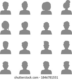 Big set of hand drawn Avatar profile icon (or portrait icon), including male and female . User flat avatar icon, sign, profile people symbol