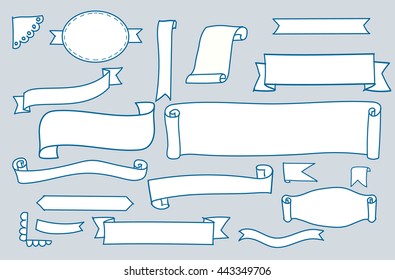 big set of hand drawn banners and corners. vector design elements