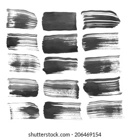 Big set of hand drawn black strokes isolated on a white background