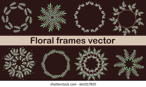 Big set of hand drawn floral frames wreathes and laurels. Vintage vector clip art for wedding, holiday and greeting cards, web, print scrap booking design and other