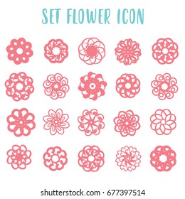 Big set of hand drawn flowers, design elements, isolated clip-art, floral silhouettes, ornaments, vector illustration, collection of shapes