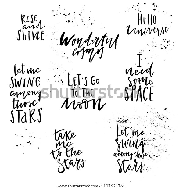 Big Set Hand Drawn Lettering Quotes Stock Vector Royalty