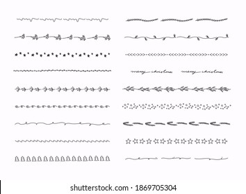 Big set of hand drawn line borders, scribble strokes and design elements isolated on white.