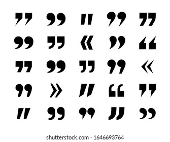 Big set of hand drawn quotes marks. Use for texting quote boxes. Vector illustration.