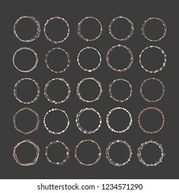 Big set of hand drawn round frames. Decorative circle borders. Handmade vector illustartion. Boho  floral wreaths. Abstract doodle.