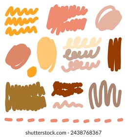 Gran conjunto de formas dibujadas a mano y objetos garabatos. Ilustración abstracta del vector. Todos los elementos están aislados.