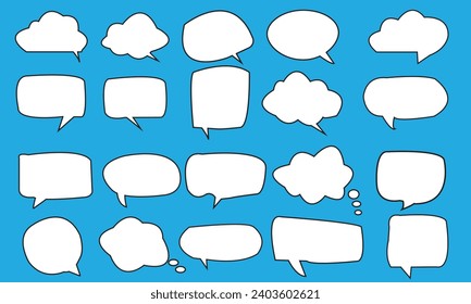 Big set of hand drawn speech bubbles different shape
