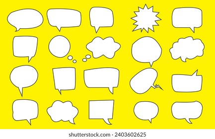 Big set of hand drawn speech bubbles different shape