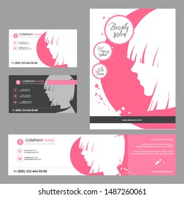 Big set of hand drawn templates for card, flyer, poster, brochure and leaflet design. Fashion illustration woman fits for fashion shop, magazine, spa salon,hairdresser salon Vector graphic.pink color