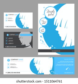 Big set of hand drawn templates for card, flyer, poster, brochure and leaflet design. Fashion illustration with woman fits for fashion shop, magazine, spa salon, hairdresser salon Vector graphic.