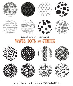 Big set of hand drawn textures. Vector illustration for abstract design. 
