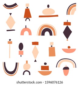 Big set of hand drawn various shapes. Abstract contemporary modern trendy vector illustration. Abstract elements isolated on white background