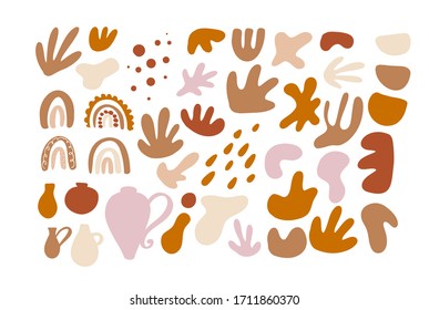 Gran conjunto de objetos dibujados a mano de varias formas y objetos de doodle. Reflejo moderno y abstracto de ilustración vectorial. Todos los elementos están aislados.