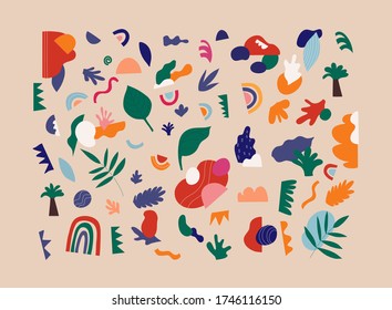 Big set of Hand drawn various colorful shapes and doodle objects.