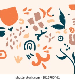 Big set of hand drawn various shapes and doodle objects. Abstract contemporary modern trendy vector illustration. All elements are isolated