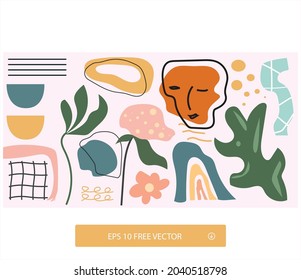 Big set of hand drawn various shapes and doodle objects. Abstract contemporary modern trendy vector illustration. All elements are isolated