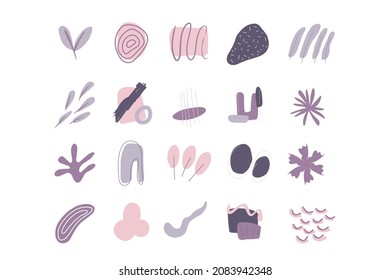 Gran conjunto de dibujos a mano de varias formas y objetos de doodle. Resumen de la moderna y moderna ilustración vectorial. Todos los elementos están aislados
