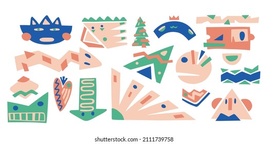 Big set of hand drawn various shapes and doodle objects. Abstract contemporary modern trendy vector illustration. Flat web design arrow pointer.mobile app geometry.