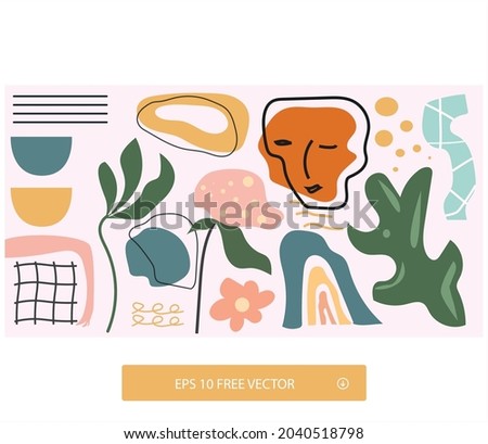 Big set of hand drawn various shapes and doodle objects. Abstract contemporary modern trendy vector illustration. All elements are isolated