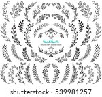 Big set of hand drawn vector flowers and branches with leaves, flowers, berries. Floral sketch collection. Decorative elements for design. Ink, vintage, rustic. 