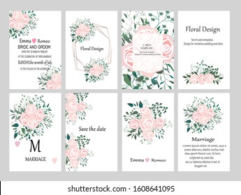BIG set of hand drawn vector cards with flowers,leaves. Botanic  Design for banner, wedding, poster, invitation, cover, placard, brochure, header.