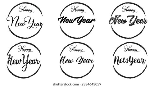 Big Set of Happy New Year logo text design.