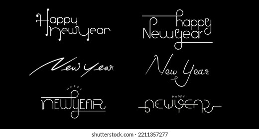 Big set Happy newyear letters banner, vector art and illustration. can use for, landing page, template, ui, web, mobile app, poster, banner, flyer, background