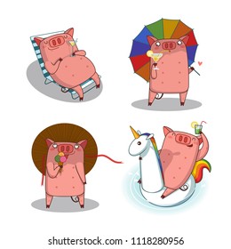 big set happy pig
