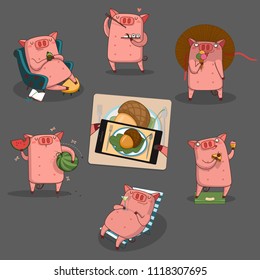 big set happy pig