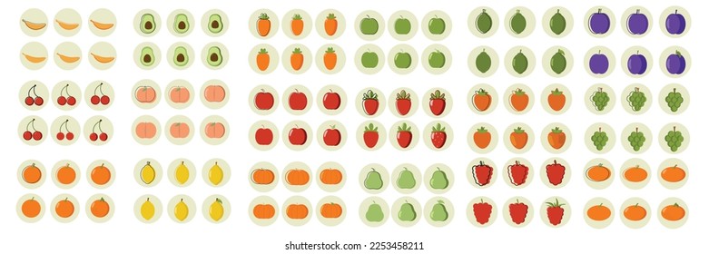 Big set of healthy fruits on a white background