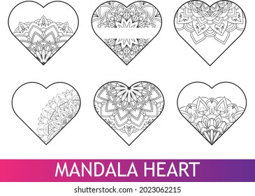 Big set of heart elements vector illustration. Cute Love Doodles Heart Frame Set