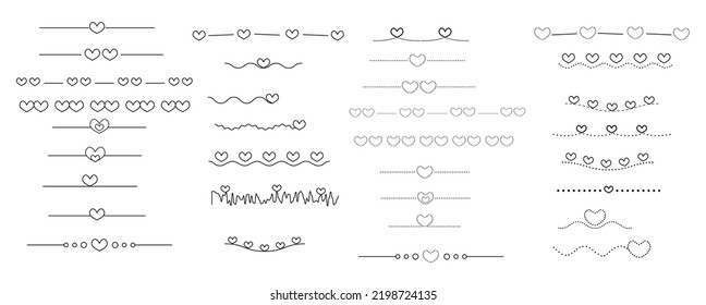 Diseño de línea de corazón de gran conjunto, elemento lindo, dibujado a mano, estilo de doodle para el amor, valentina, ilustración de baby.vector
