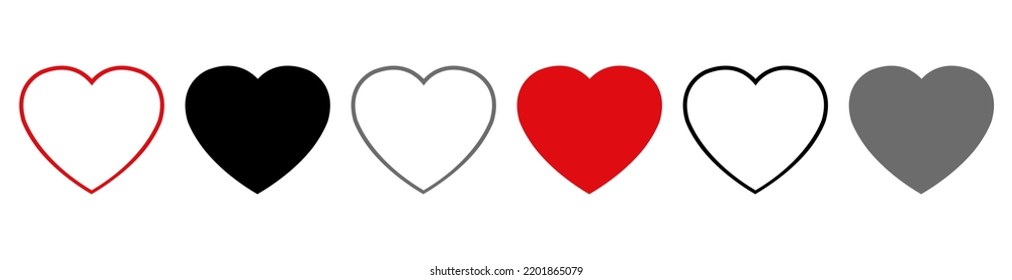Colección de Corazones de Big Set Isolación Isolación Vector de fondo blanco Ilustración
