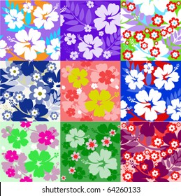 Big set Hibiscus flower seamless Background