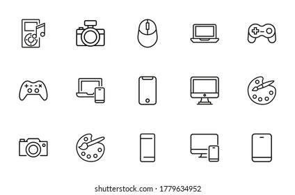 Big set of hobby line icons. Vector illustration isolated on a white background. Premium quality symbols. Stroke vector icons for concept or web graphics. Simple thin line signs.