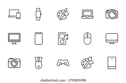Big set of hobby line icons. Vector illustration isolated on a white background. Premium quality symbols. Stroke vector icons for concept or web graphics. Simple thin line signs.