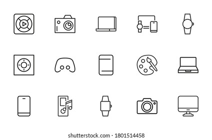 Big set of hobby line icons. Vector illustration isolated on a white background. Premium quality symbols. Stroke vector icons for concept or web graphics. Simple thin line signs.