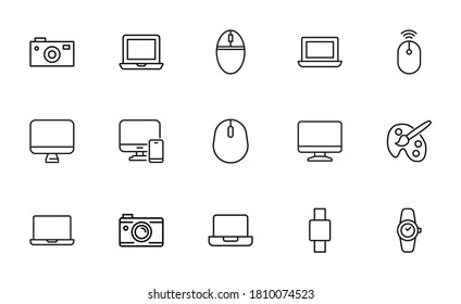 Big set of hobby line icons. Vector illustration isolated on a white background. Premium quality symbols. Stroke vector icons for concept or web graphics. Simple thin line signs.