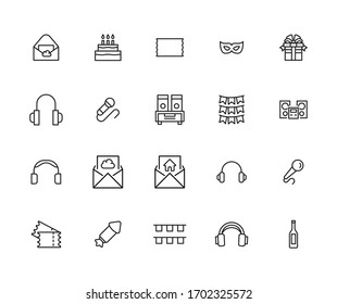 Big set of holidays line icons. Vector illustration isolated on a white background. Premium quality symbols. Stroke vector icons for concept or web graphics. Simple thin line signs. 