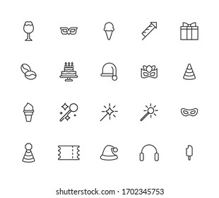 Big set of holidays line icons. Vector illustration isolated on a white background. Premium quality symbols. Stroke vector icons for concept or web graphics. Simple thin line signs. 