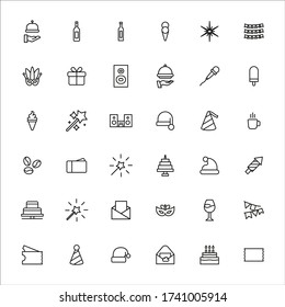 Big set of holidays line icons. Vector illustration isolated on a white background. Premium quality symbols. Stroke vector icons for concept or web graphics. Simple thin line signs. 