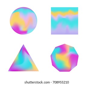 Big set of holographic shapes. For logotypes, flyers, posters, cards. 