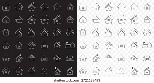 Gran conjunto de conjunto de iconos de casa. Contiene casa, propiedad, préstamo, ciudad, propietario, seguro, ubicación, hipoteca, en venta y más. Iconos sólidos del vector colección en fondo transparente. EPS 10.